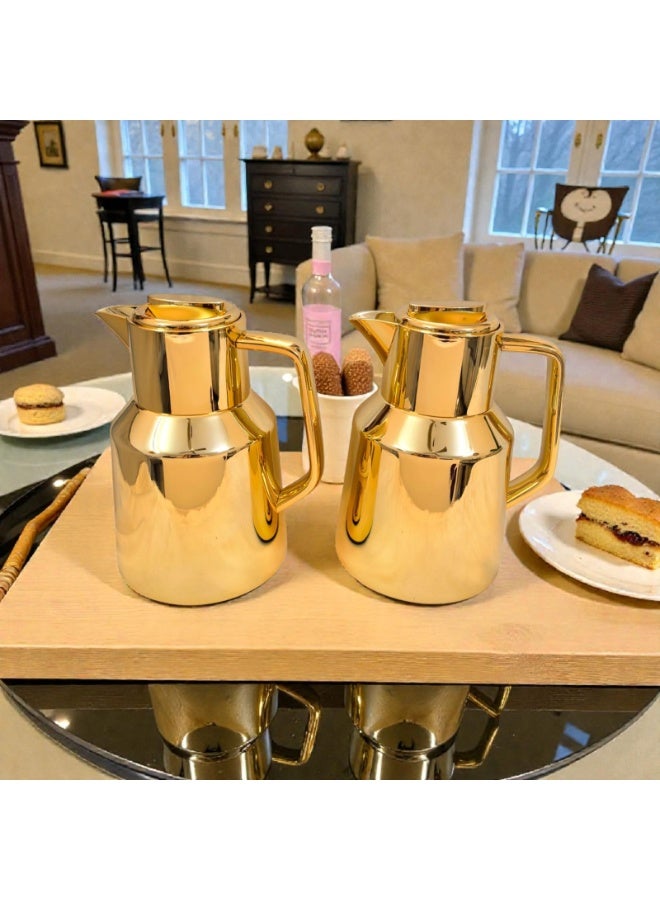 Rema Attractive Coffee and Tea Fridge Thermos Set with Elegant Design GOLD made of stainless steel 1L - Image 3
